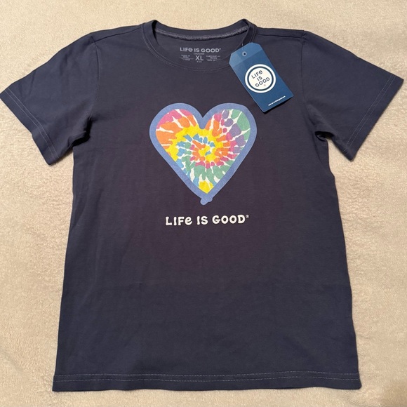 Life Is Good Other - Life is Good Navy Tie Dye Heart Crusher T-Shirt
